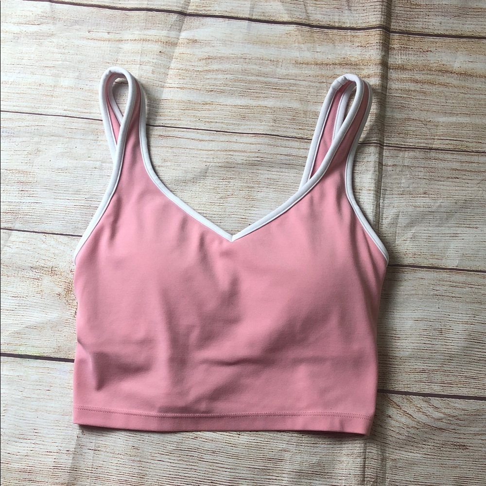 Aerie‎ Pink Crop Top with White Trim